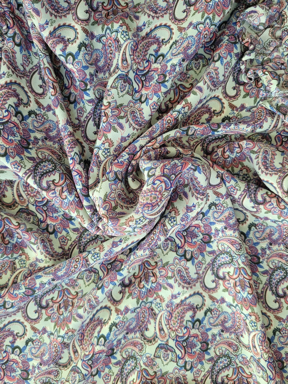 Lofty Manner Paisley Ruffle Shoulder Button-Up Blouse Size Small - Picture 8 of 8